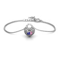 Personalised padlock-style bracelet with filigree detailing and two heart-shaped stones