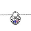 Personalised padlock-style bracelet with filigree detailing and two heart-shaped stones