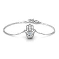 Personalised upright Hamsa bracelet with round stone