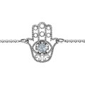 Personalised upright Hamsa bracelet with round stone