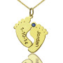 Birthstone Memory Baby Feet Charms with Date Name 18ct Gold Plated
