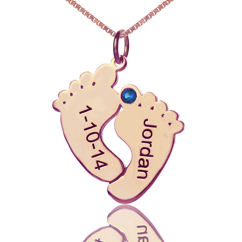 Baby Feet Imprint Necklace Personalised baby feet imprint necklace