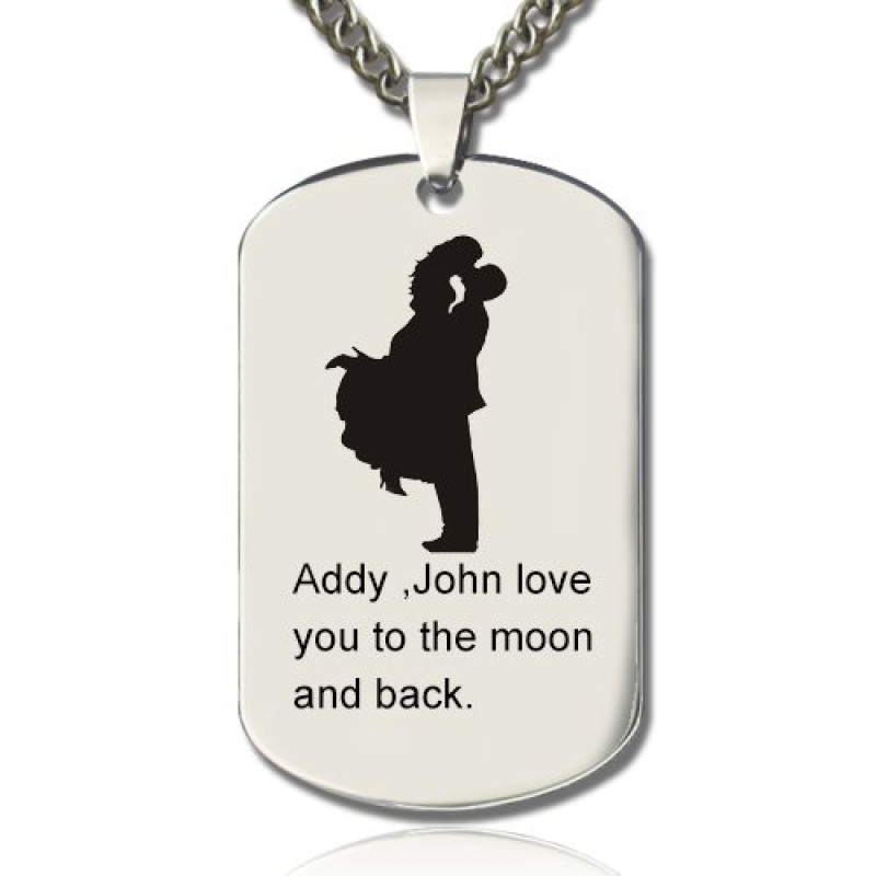 Personalised couple name dog tag necklace