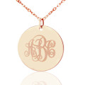 Solid Rose Gold Vine Font Engraved Monogram Necklace Solid rose gold engraved monogram necklace
