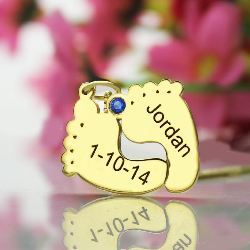 Personalised Baby Feet Necklace Personalised baby feet charm necklace product view