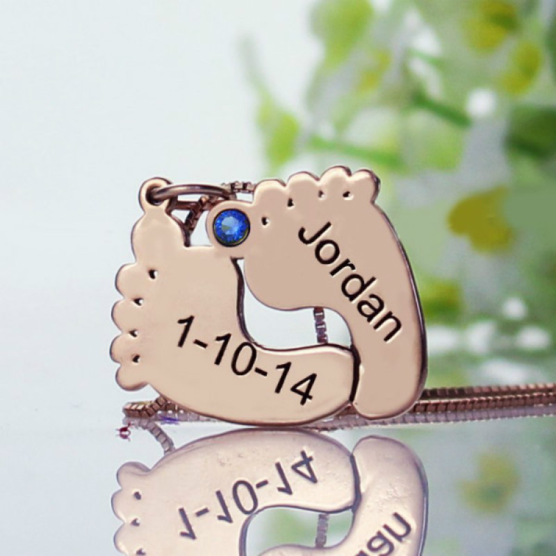 Engraved Baby Feet Necklace Detail Engraved baby feet necklace detail