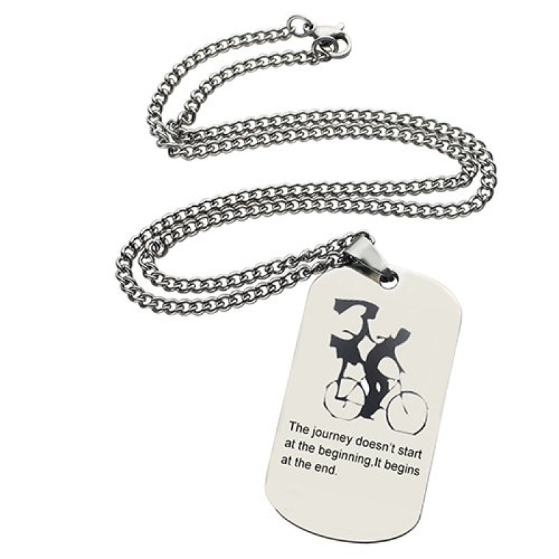 Couple Bicycle Dog Tag Name Necklace product image