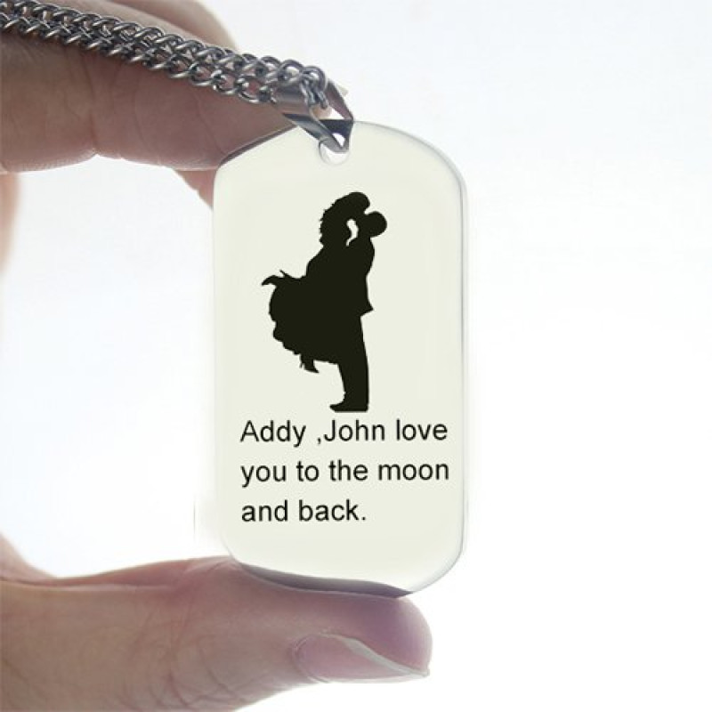 Personalised couple name dog tag necklace detail image