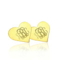 Gold Heart Monogram Stud Earrings Gold heart monogram stud earrings
