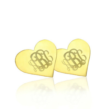 Heart Monogram Stud Earrings In Gold Heart Monogram Stud Earrings In Gold
