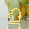 18ct Gold Open Heart Double Name Birthstone Necklace 18ct gold open heart necklace with two names and birthstone