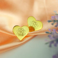 Gold Heart Monogram Stud Earrings Gold heart monogram stud earrings