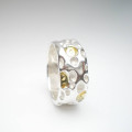 Coral Silver and Gold Ring Handcrafted coral-textured silver and gold ring with 24k gold circles