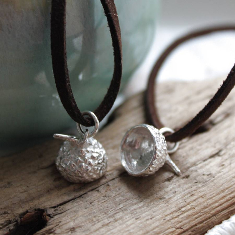 Sterling Silver Acorn Cup Pendant Sterling silver acorn cup pendant on a leather cord