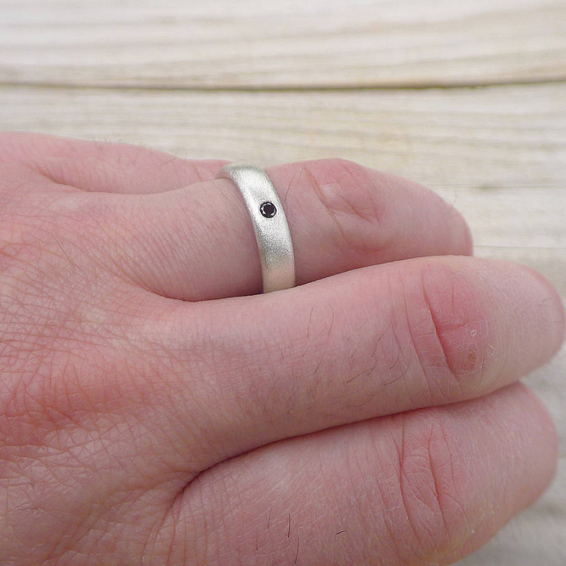 Diamond Silver Ring Set Frosted silver diamond wedding ring set