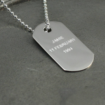 Personalised Silver Dog Tag Pendant Personalised Silver Dog Tag Pendant