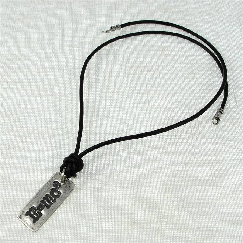 E=Mc² Silver Pendant Necklace with Einstein design