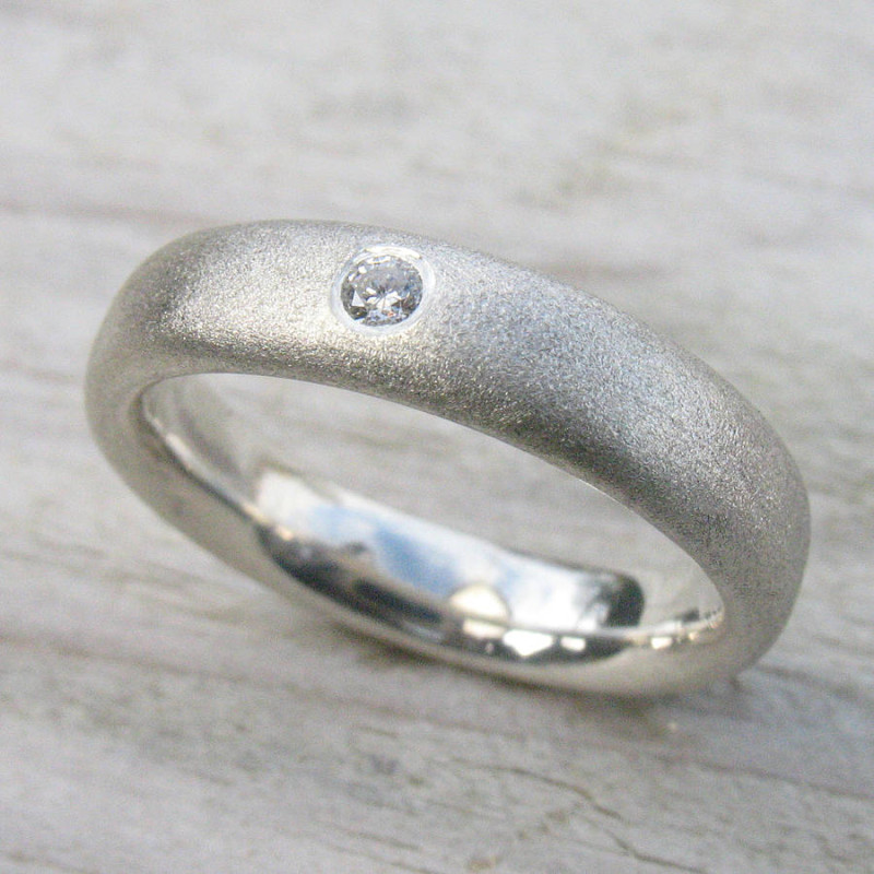 Frosted Diamond Ring Frosted silver wedding ring with diamond