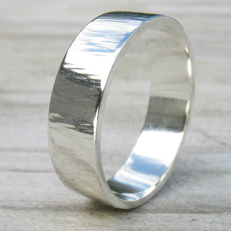 Hammered Tree Bark Finish Band Ring Hammered band ring with tree bark finish