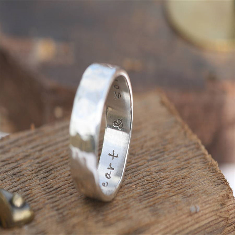 Hammered Personalised Silver Ring Hammered Personalised Silver Ring product image