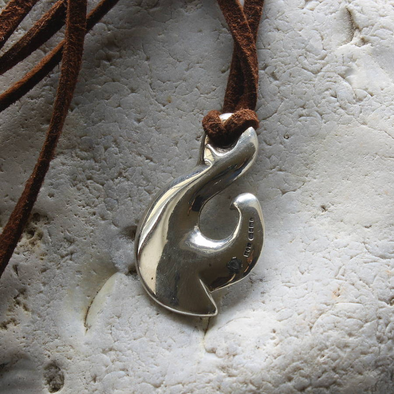 Maori Silver Fish Hook Necklace gallery image