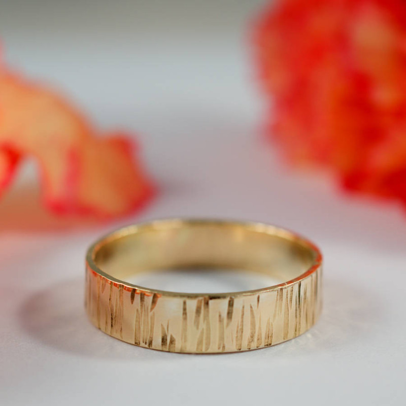 Bark effect ring pair