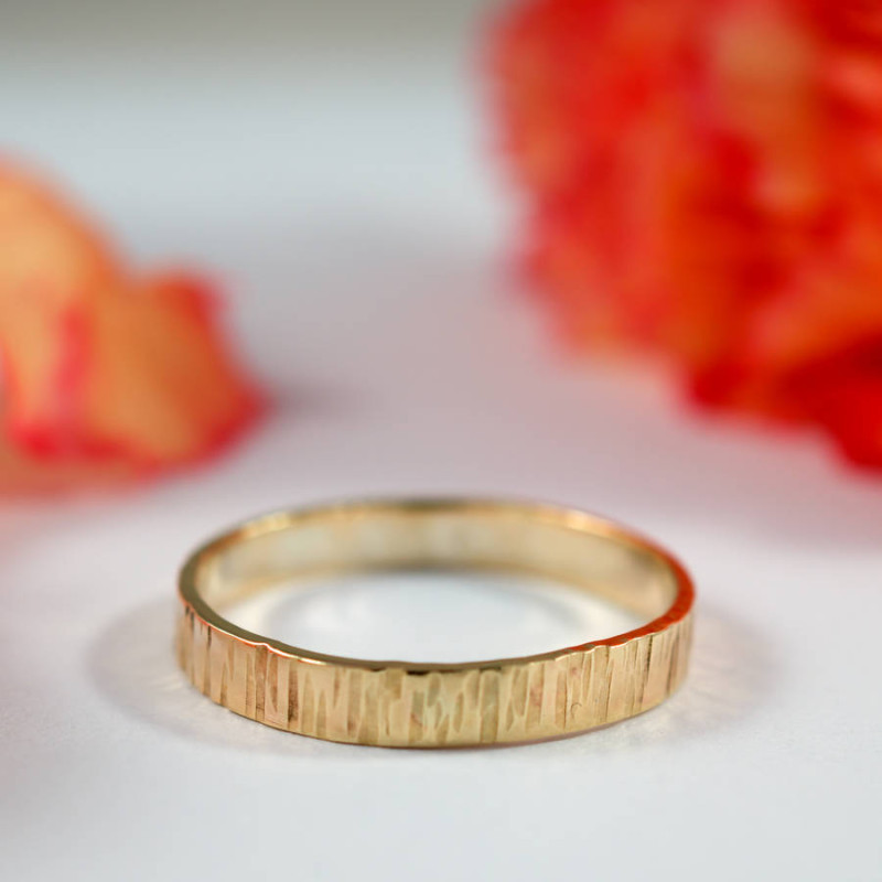 Bark effect ring pair detail view