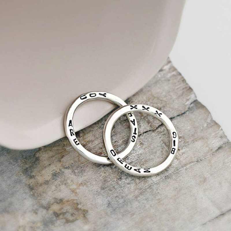 Personalised Word Ring Personalised Word Ring with vertical handstamped text