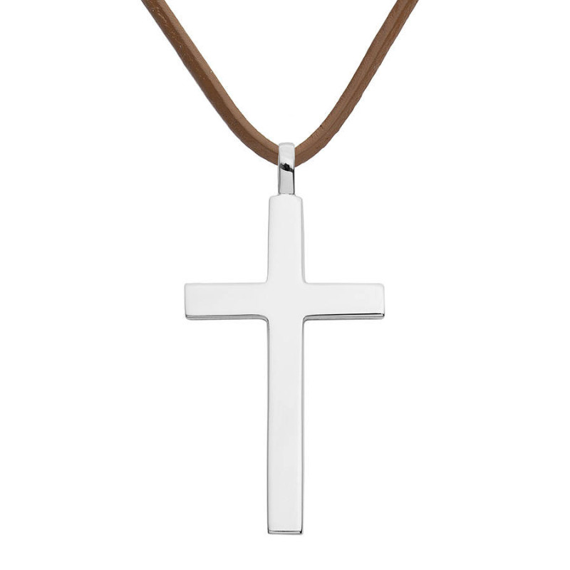 Big solid silver cross pendant gallery view