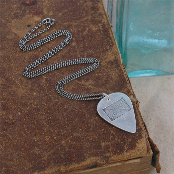 British Flag Stamp Silver Plectrum Necklace