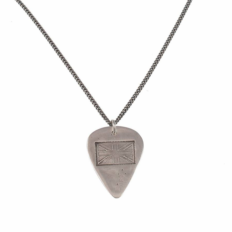 British Flag Stamp Silver Plectrum Necklace British flag stamp plectrum necklace