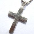 Chunky Hammered Sterling Silver Cross Necklace Chunky hammered sterling silver cross necklace
