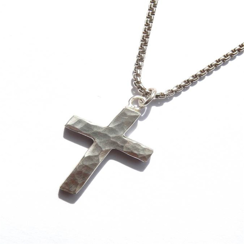 Chunky Hammered Sterling Silver Cross Necklace Chunky hammered sterling silver cross necklace