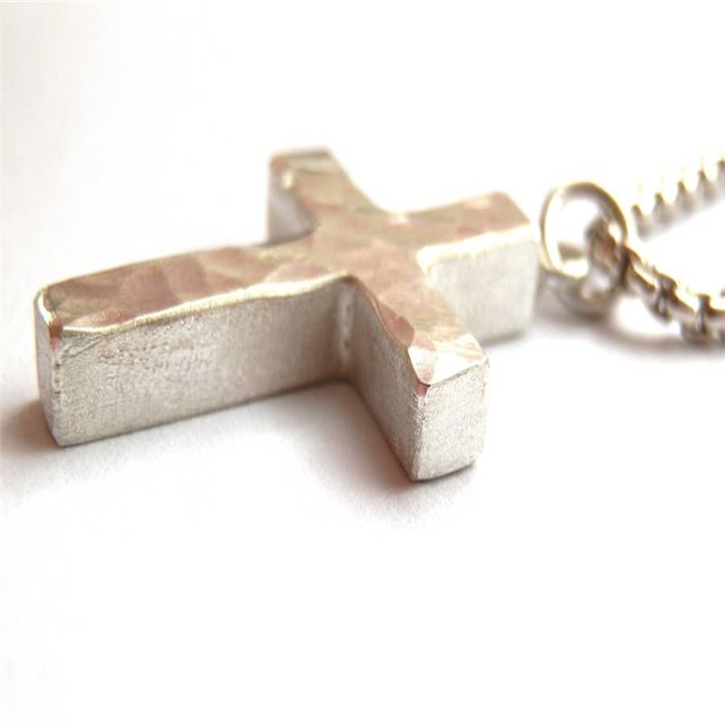 Chunky Hammered Sterling Silver Cross Necklace Chunky hammered sterling silver cross necklace