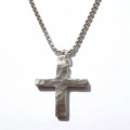 Chunky Hammered Sterling Silver Cross Necklace Chunky hammered sterling silver cross necklace