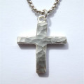 Chunky Hammered Sterling Silver Cross Necklace Chunky hammered sterling silver cross necklace