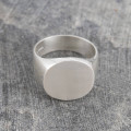 Men's round brushed-texture signet ring