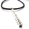Chunky silver bar necklace detail