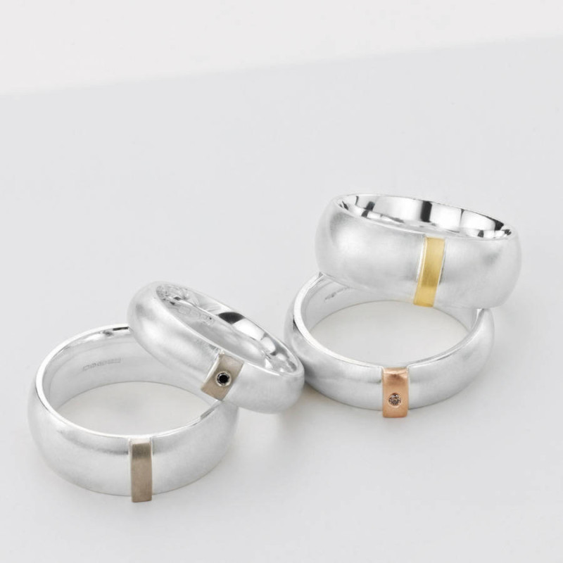 Cognac Diamond Linear Ring Side View Cognac Diamond Linear Ring side view