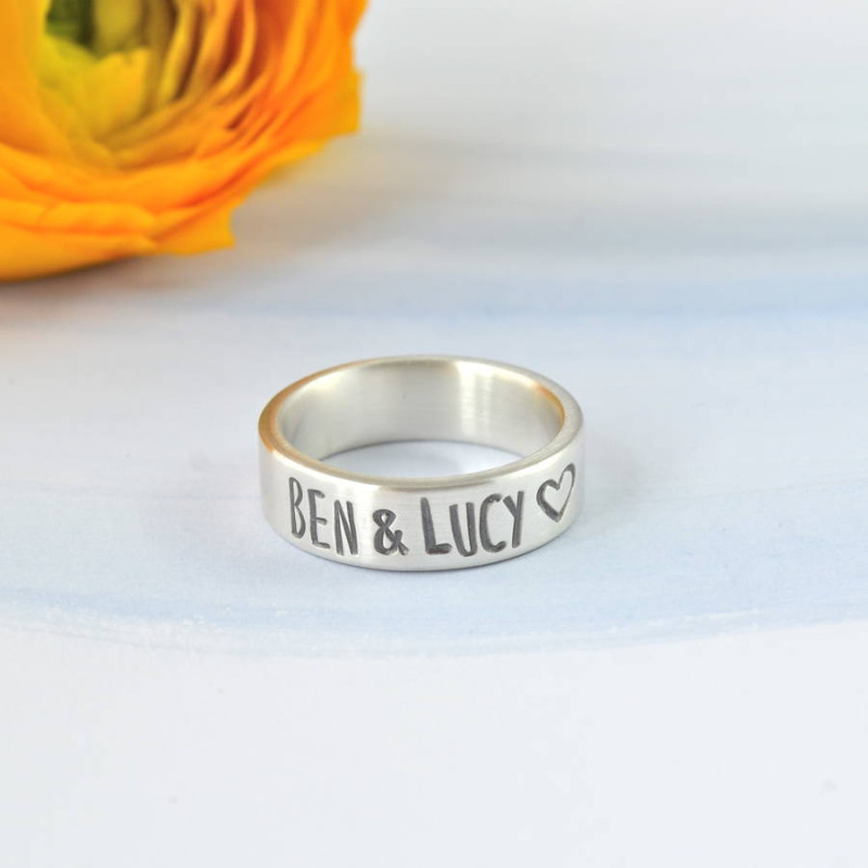 Couples Personalised Silver Band Couples personalised silver band