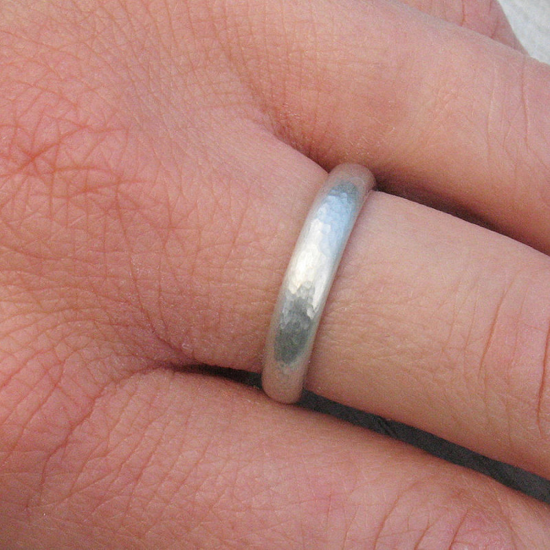 Handmade hammered ring detail view