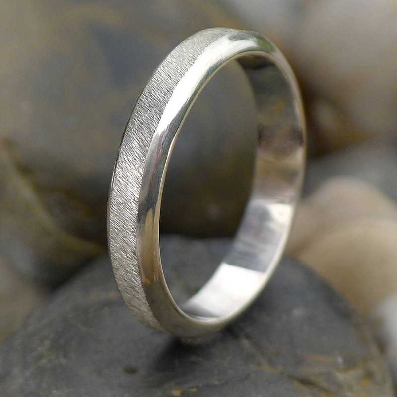 Diamond cut textured sterling silver ring with a 4 mm wide band