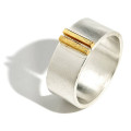 Silver and Gold Double Bar Wide Band Ring Silver and gold double bar wide band ring