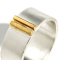 Silver and Gold Double Bar Wide Band Ring Silver and gold double bar wide band ring
