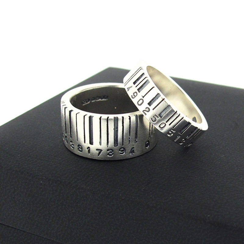 Extra Wide Silver Barcode Ring product view
