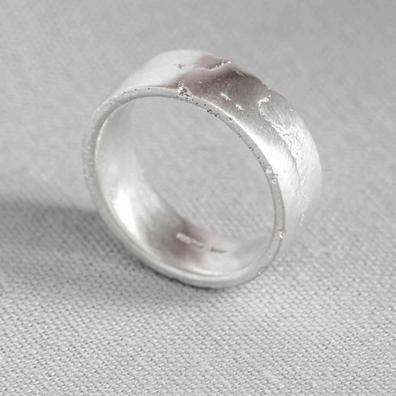 Flat Sand Cast Wedding Ring Flat sand cast wedding ring