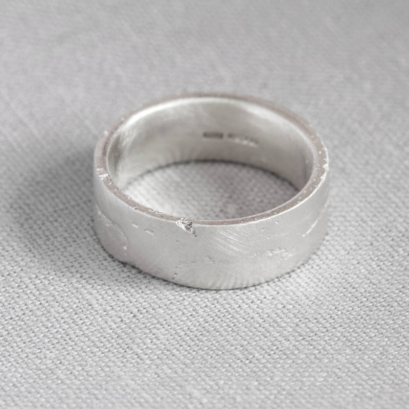 Flat Sand Cast Wedding Ring Profile Flat sand cast wedding ring profile view
