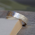 Personalised textured sterling silver wedding band