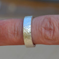 Personalised textured sterling silver wedding band