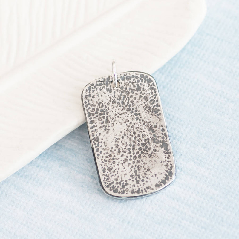 Men's personalised dog tag necklace pendant detail